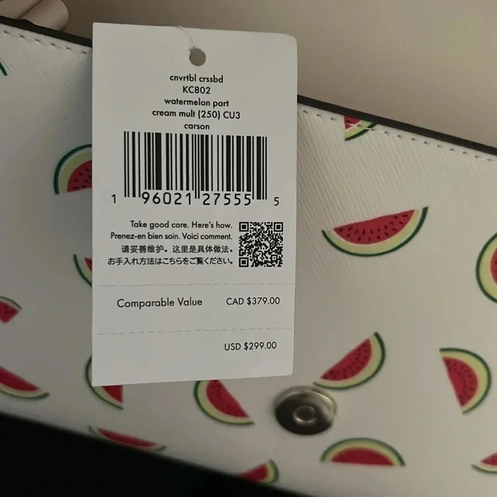 Kate Spade Staci Carson Convertible Watermelon Party Crossbody Cream Multi NWT